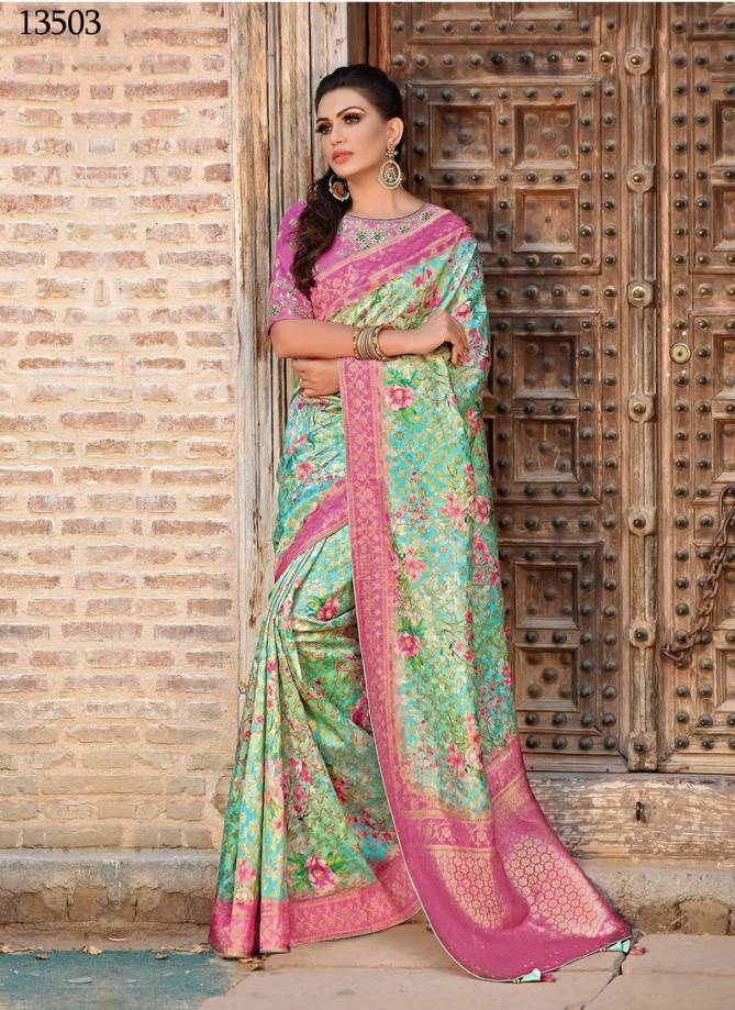 MAHOTSAV SHUBHITA Latest Fancy Wedding Wear Heavy Thread Zari And Cord Embroidery Tassels Silk Saree Collection